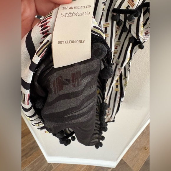 Talitha Silk Tunic Top Blouse Tassels Pom Pom Large - Picture 8 of 13